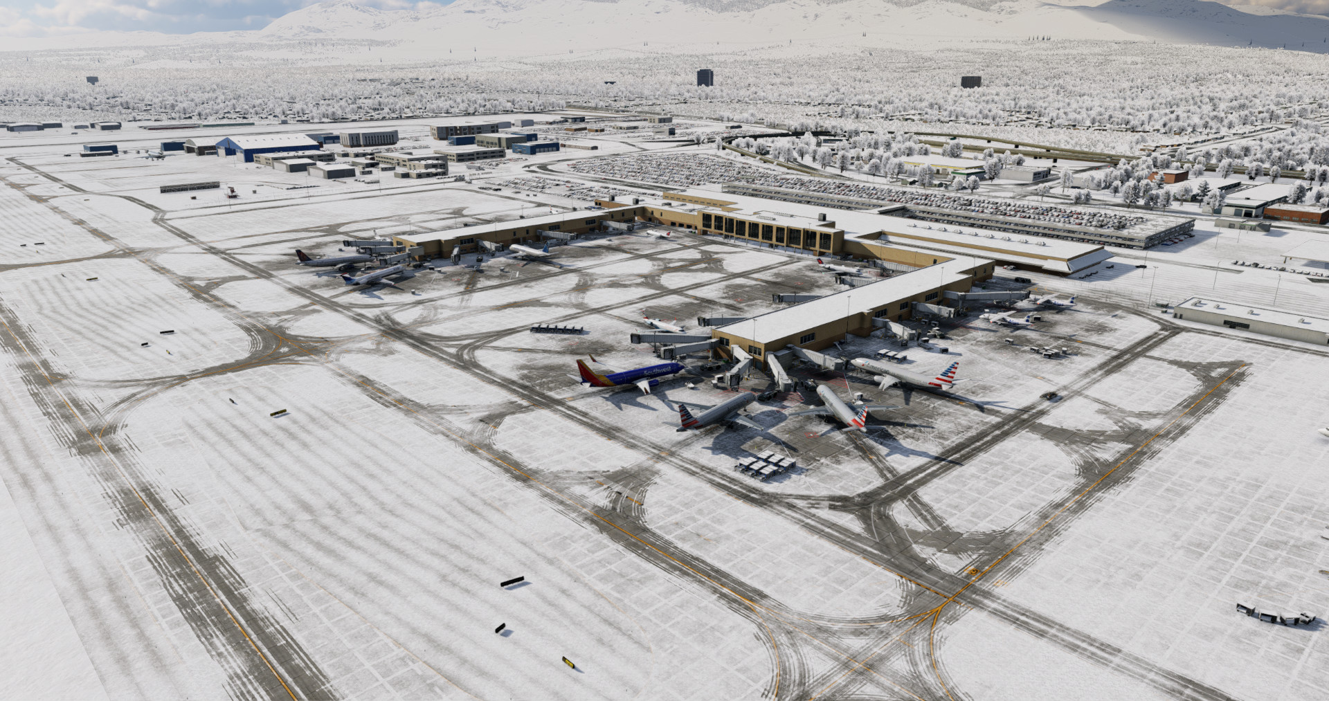 snowy airport scenery for Airport Enhancement Package by X-Codr Designs in X-Plane