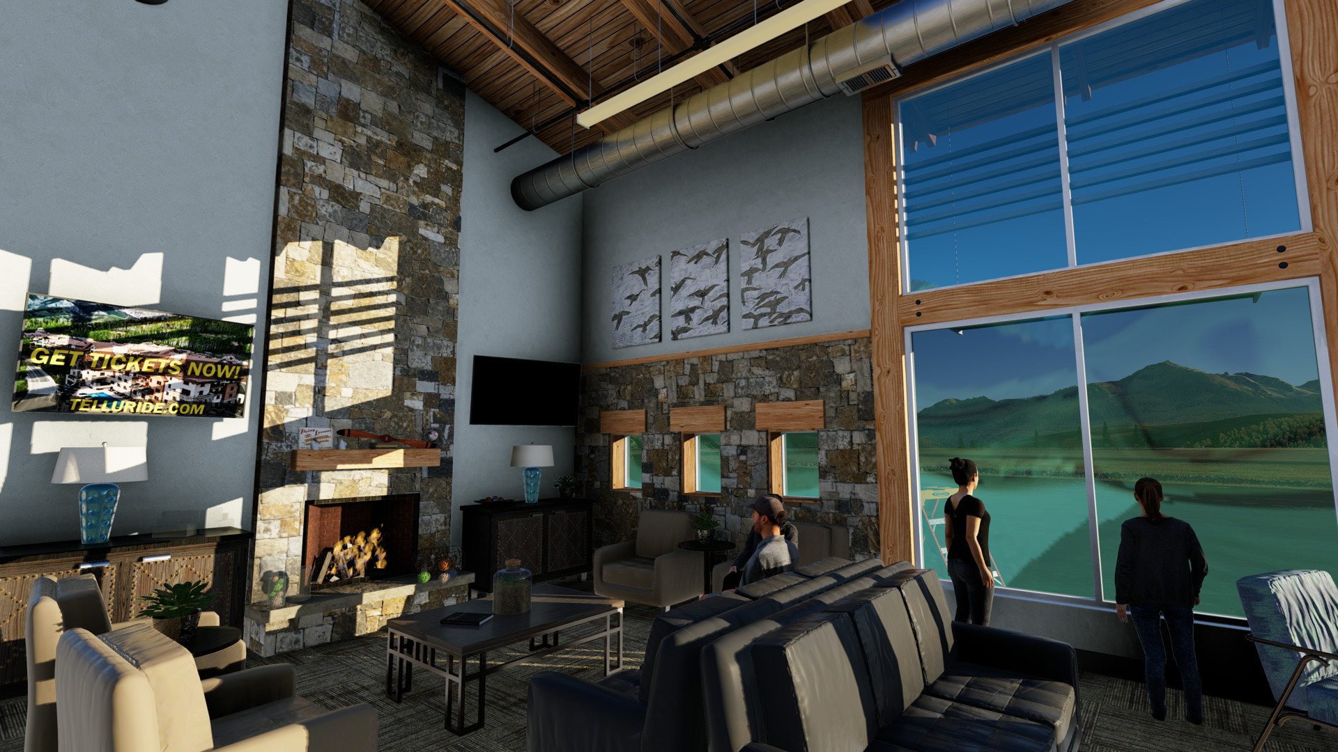Inside of modern country FBO/Terminal expansion at KTEX Telluride Regional Airport in X-Plane 12