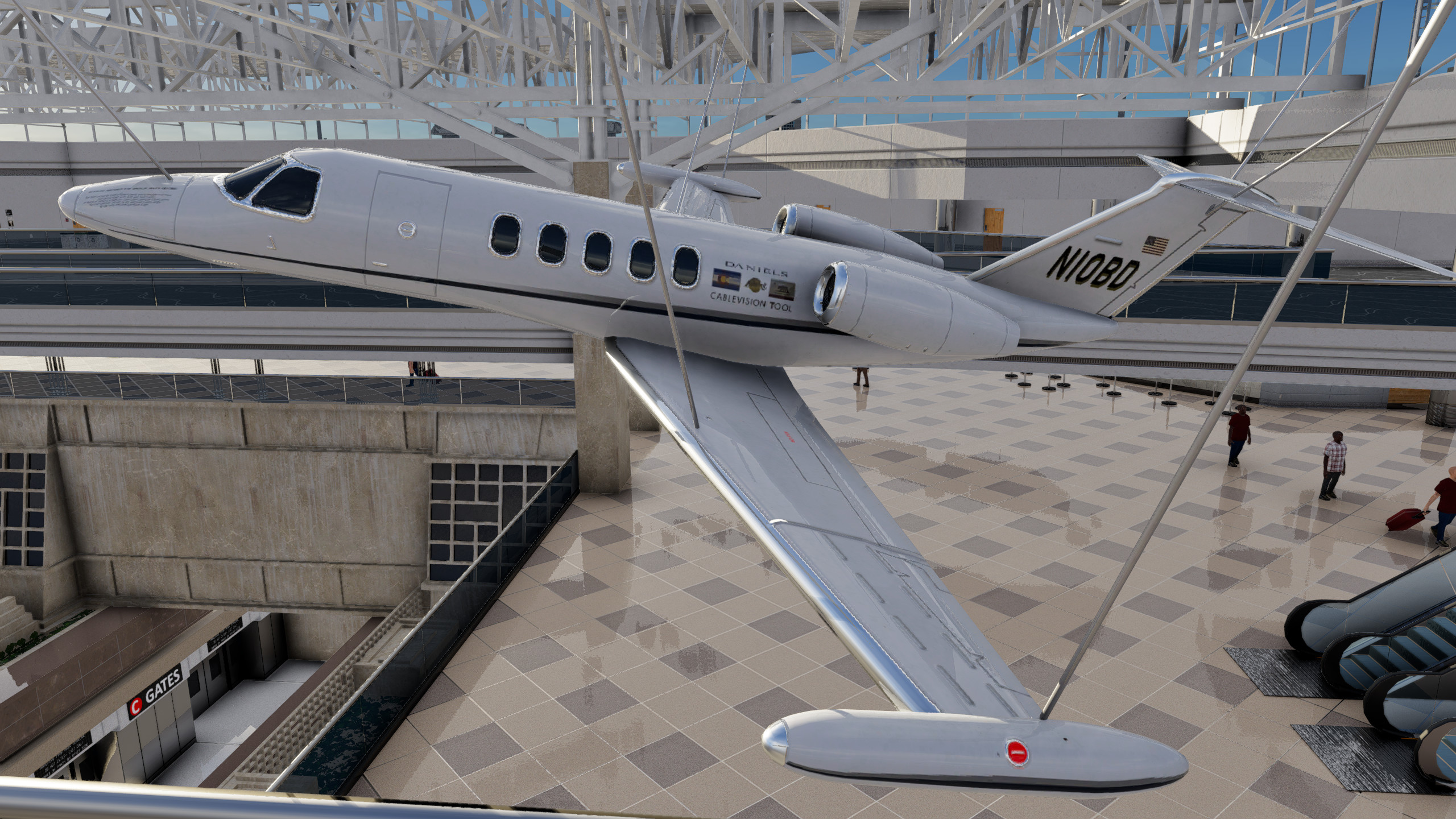 aircraft displayed inside the KDEN terminal for Denver International Airport (KDEN) by X-Codr Designs in X-Plane